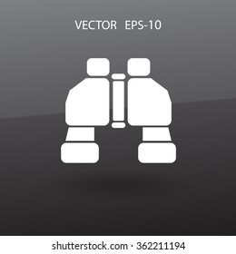 Flat long shadow Binoculars icon, vector illustration