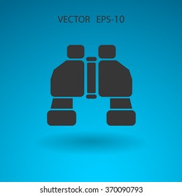 Flat long shadow Binoculars icon, vector illustration
