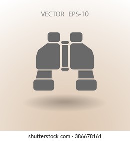 Flat long shadow Binoculars icon, vector illustration