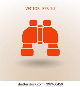 Flat long shadow Binoculars icon, vector illustration
