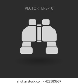 Flat long shadow Binoculars icon, vector illustration
