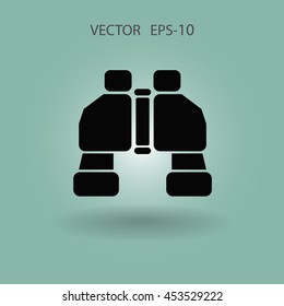 Flat long shadow Binoculars icon, vector illustration