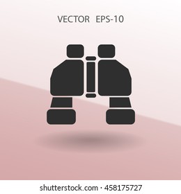 Flat long shadow Binoculars icon, vector illustration