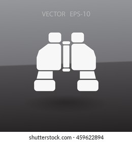 Icono de binoculares de sombra larga plana, ilustración vectorial