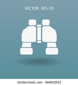 Flat long shadow Binoculars icon, vector illustration