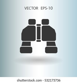 Flat long shadow Binoculars icon, vector illustration