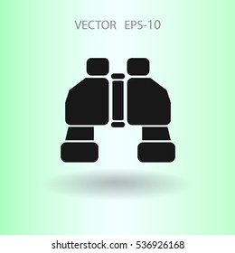 Flat long shadow Binoculars icon, vector illustration