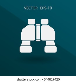 Flat long shadow Binoculars icon, vector illustration