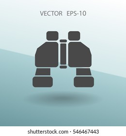 Flat long shadow Binoculars icon, vector illustration