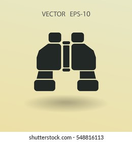 Flat long shadow Binoculars icon, vector illustration