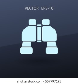 Flat long shadow Binoculars icon, vector illustration