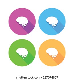 Flat long shadow brain icon modern design