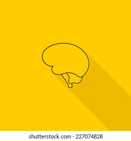 Flat long shadow brain icon modern design