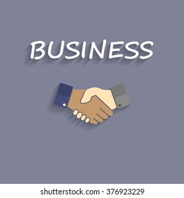 flat long shadow business sign on color background. vector. illustration.