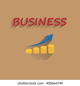 flat long shadow business sign on color background. vector. illustration.