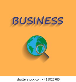 flat long shadow business sign on color background. vector. illustration.