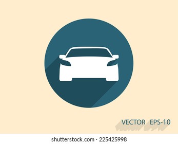 Icono de coche largo plano, ilustración vectorial