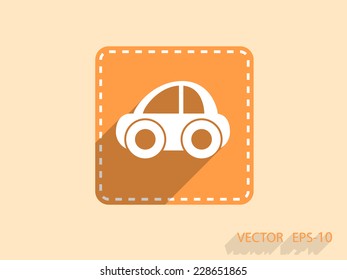 Flat long shadow Car icon, vector illustration