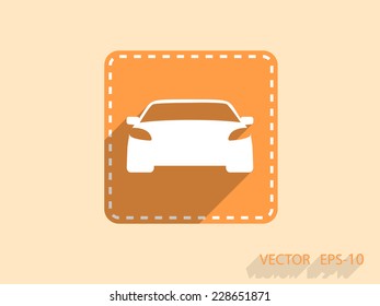 Flat long shadow Car icon, vector illustration