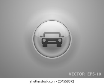 Flat long shadow Car icon, vector illustration