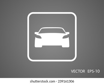 Flat long shadow Car icon, vector illustration