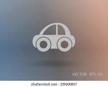 Flat long shadow Car icon, vector illustration