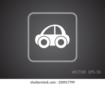 Flat long shadow Car icon, vector illustration