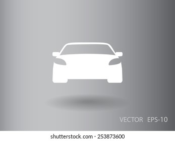 Flat long shadow Car icon, vector illustration