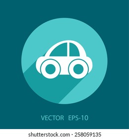 Flat long shadow Car icon, vector illustration