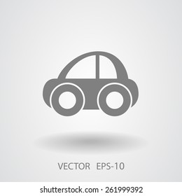Flat long shadow Car icon, vector illustration