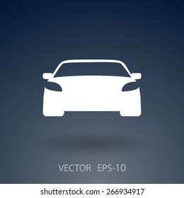 Flat long shadow Car icon, vector illustration