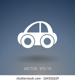 Flat long shadow Car icon, vector illustration