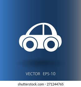 Flat long shadow Car icon, vector illustration