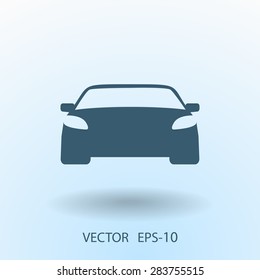 Flat long shadow Car icon, vector illustration