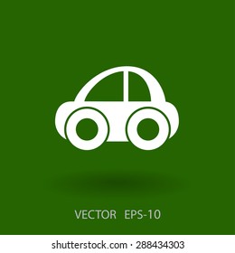 Flat long shadow Car icon, vector illustration