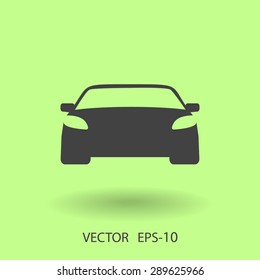 Flat long shadow Car icon, vector illustration