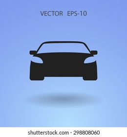 Flat long shadow Car icon, vector illustration