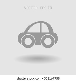 Flat long shadow Car icon, vector illustration