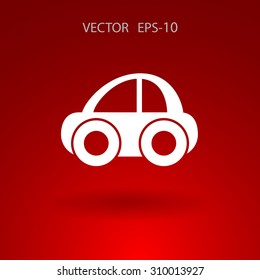 Flat long shadow Car icon, vector illustration