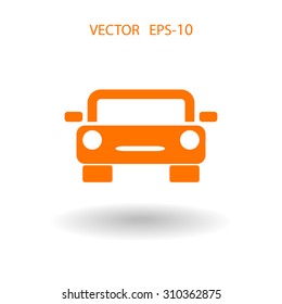 Flat long shadow Car icon, vector illustration