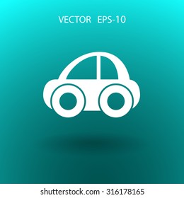 Flat long shadow Car icon, vector illustration