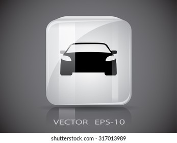 Flat long shadow Car icon, vector illustration