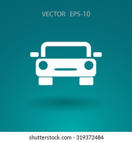 Flat long shadow Car icon, vector illustration