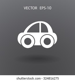 Flat long shadow Car icon, vector illustration