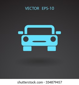 Flat long shadow Car icon, vector illustration