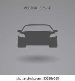 Flat long shadow Car icon, vector illustration