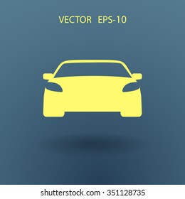 Flat long shadow Car icon, vector illustration