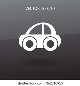 Flat long shadow Car icon, vector illustration