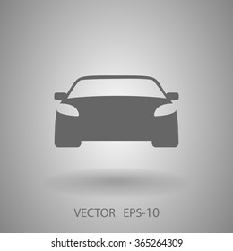 Flat long shadow Car icon, vector illustration