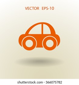 Ícone de carro de sombra longa plana, ilustração vetorial
